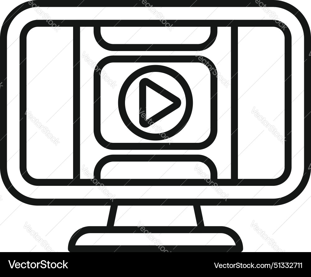 Modern computer screen with play button icon Modern computer screen with play button icon vector image
