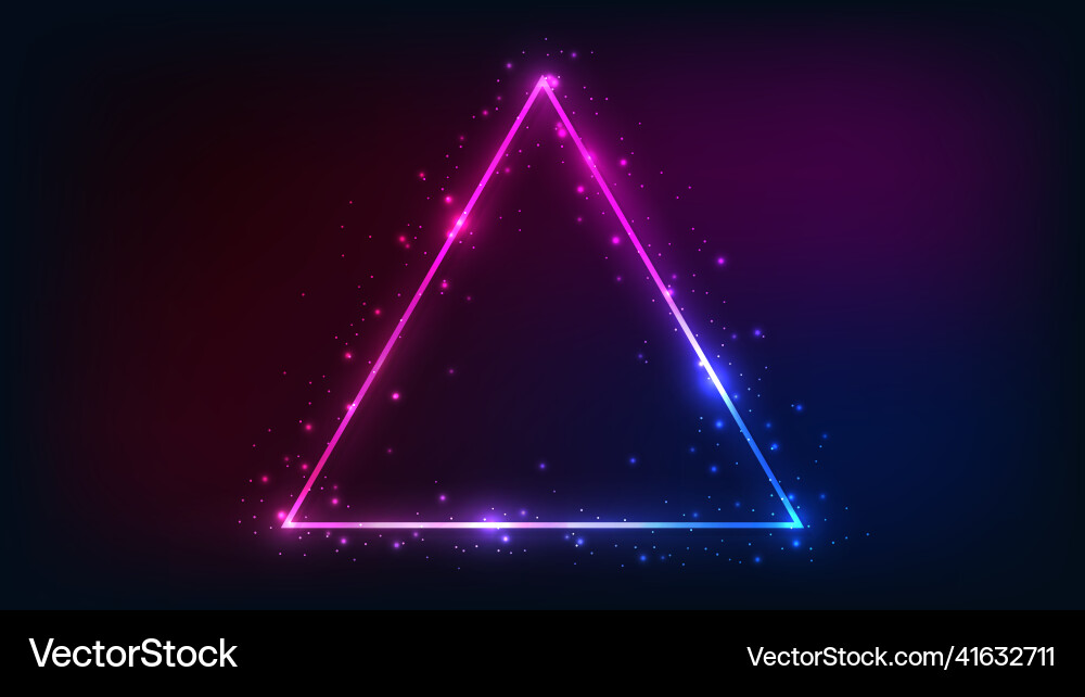 Neon triangular frame with shining effects Neon triangular frame with shining effects vector image
