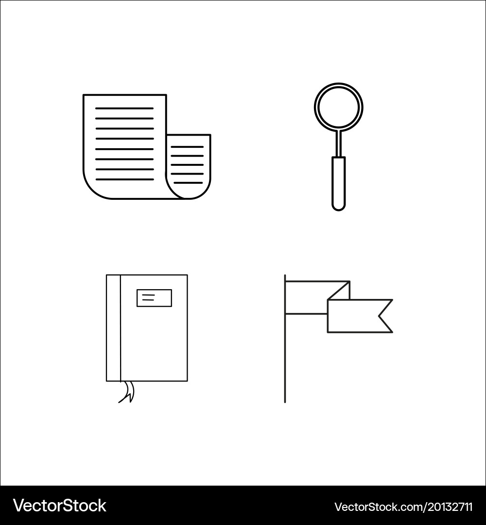 Office simple linear icon setsimple outline icons Vector Image