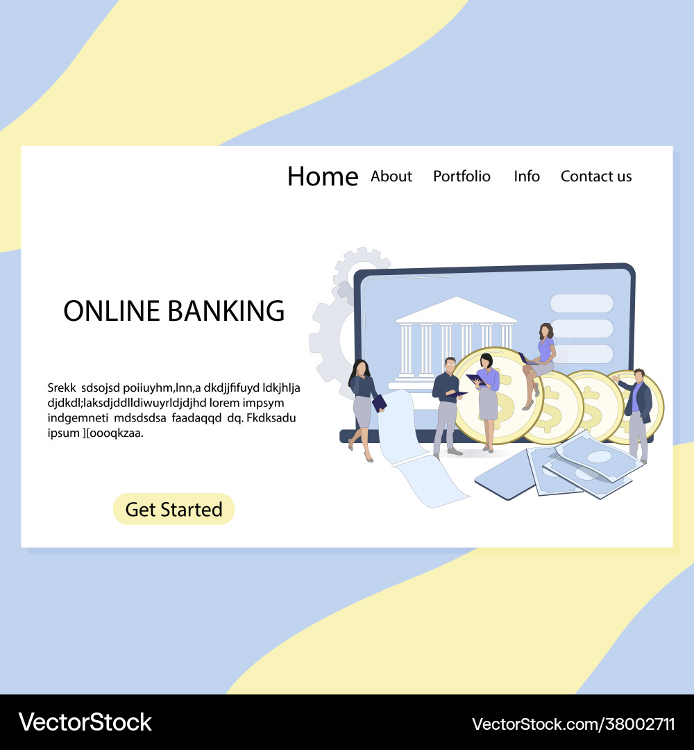 Online banking landing page design fintech digital Online banking landing page design fintech digital vector image
