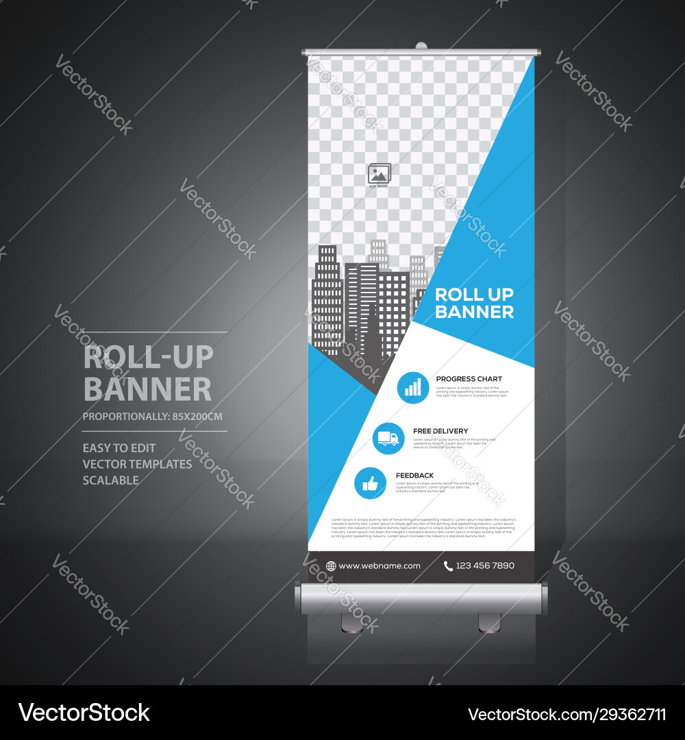 Roll up banner vertical design template Vector Image