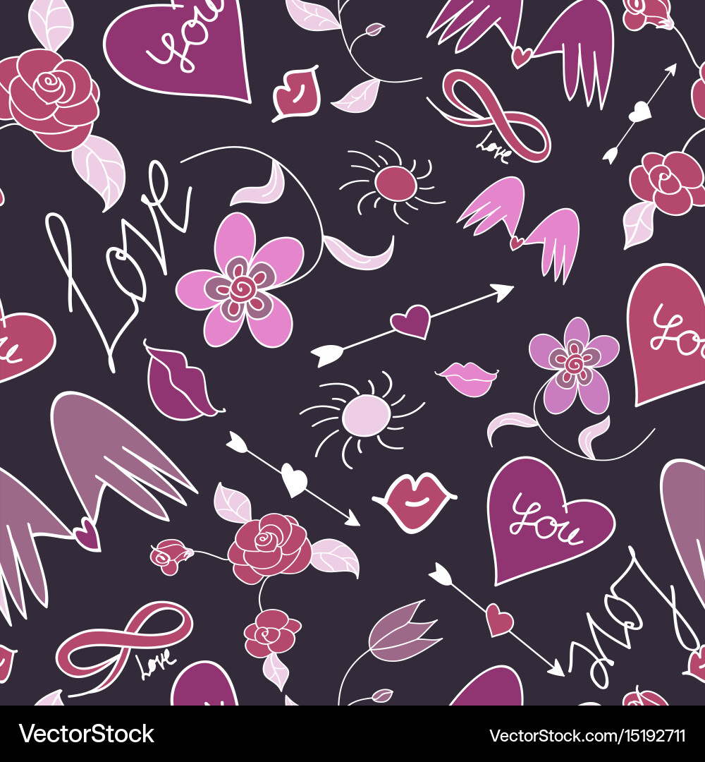 Seamless pattern with hearts and arrows Vector Image