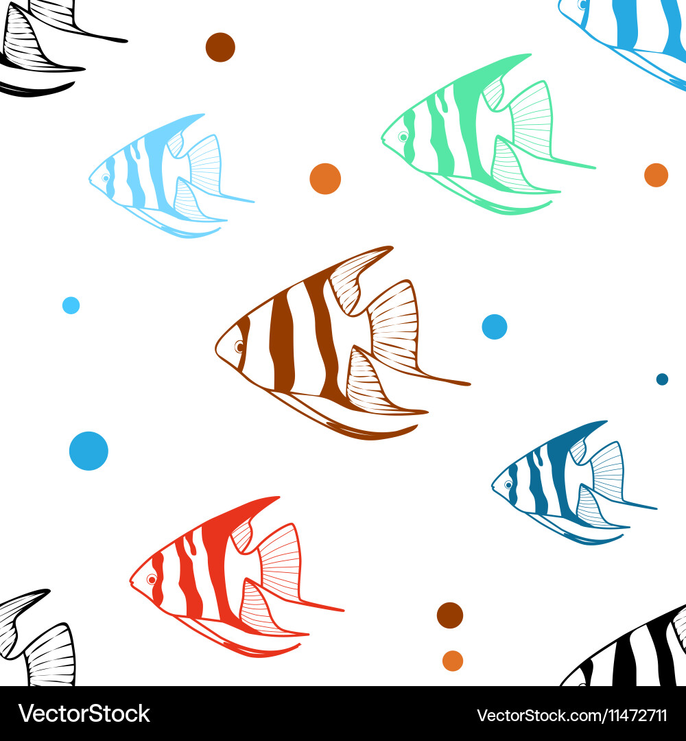 Seamless pattern with scalar fishes vector image