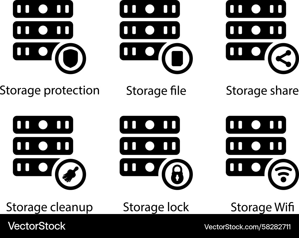 Secure File Protection Icon Set Vector Image