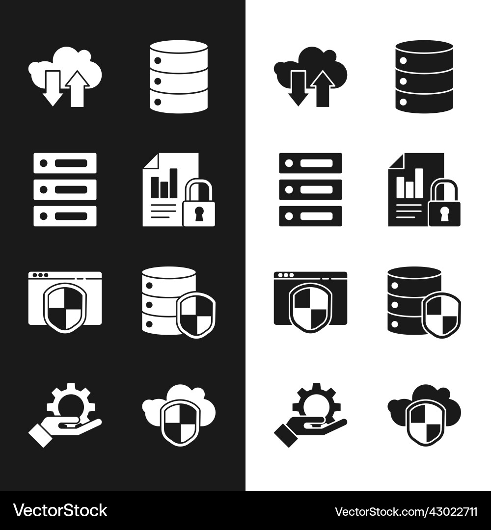 Set document and lock server data web hosting Vector Image