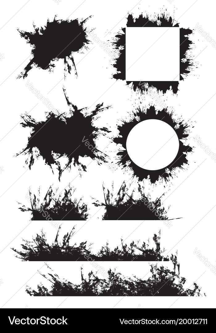 Set grunge frames borders with scuffed elements vector image