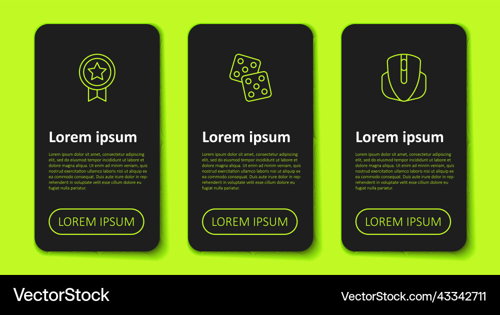 Set line game rating with medal dice and computer Set line game rating with medal dice and computer vector image