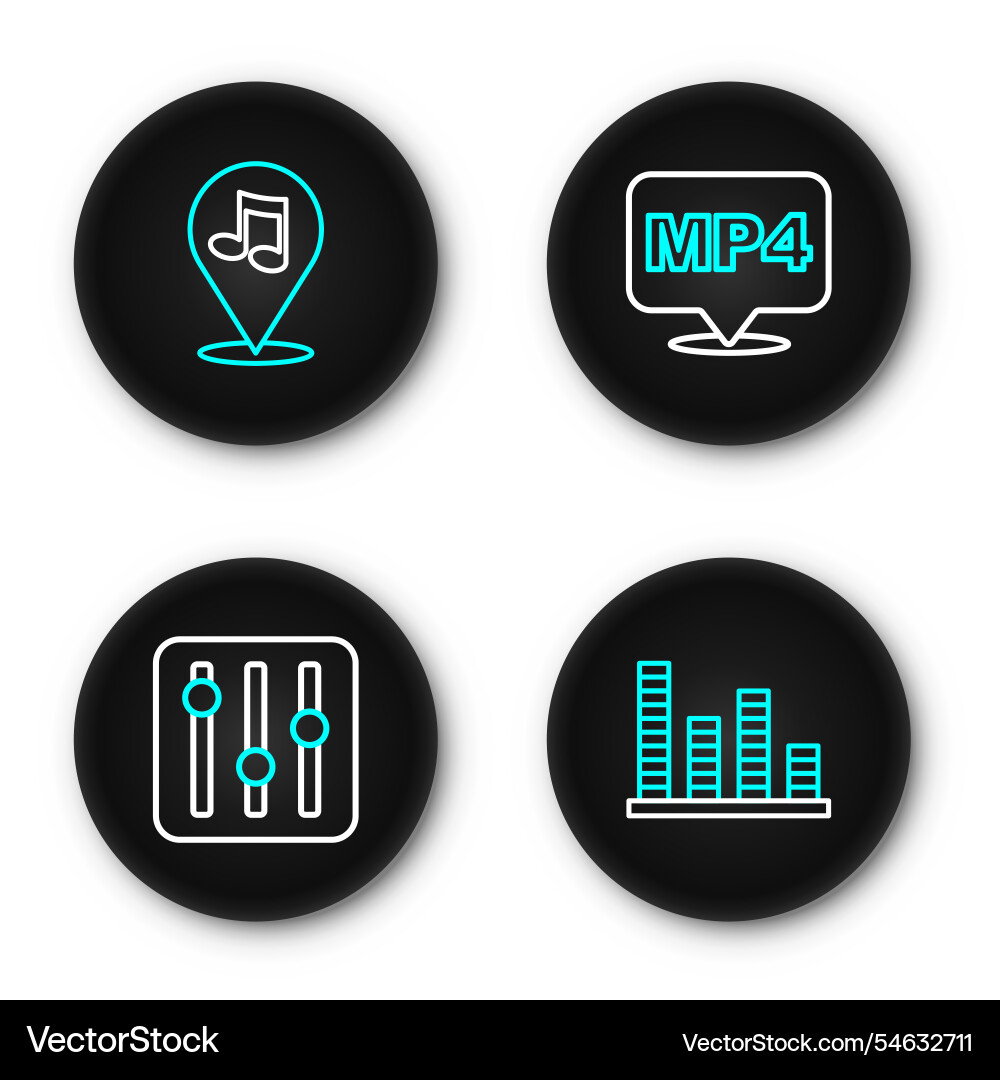 Set line music equalizer sound mixer controller Vector Image