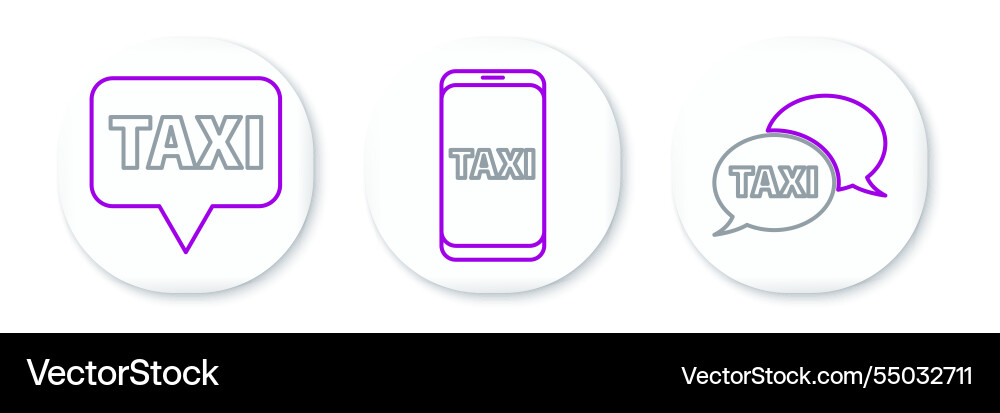 Set line taxi call telephone service map pointer Set line taxi call telephone service map pointer vector image