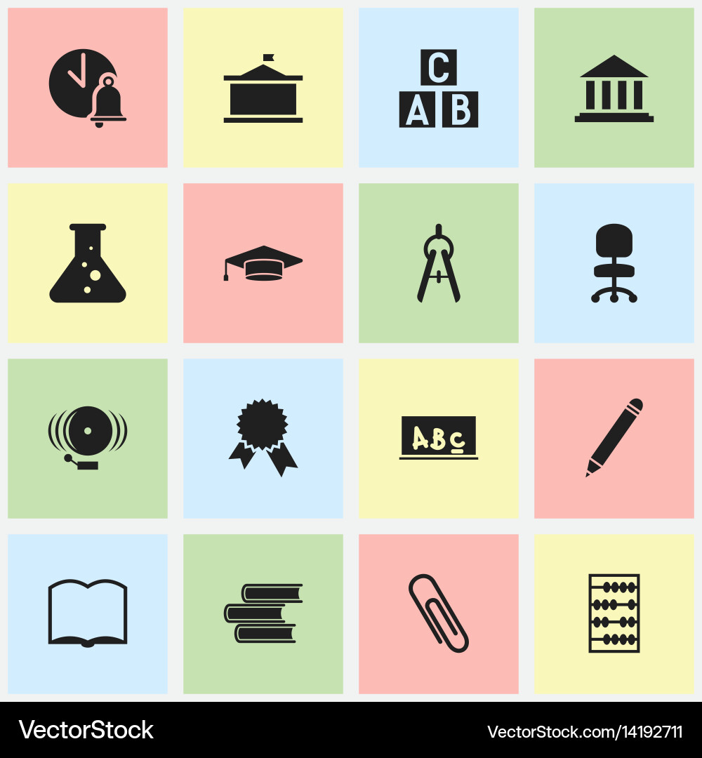 Set of 16 editable university icons includes Vector Image