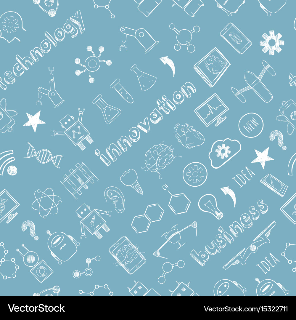 Sketch science and technology seamless pattern vector image