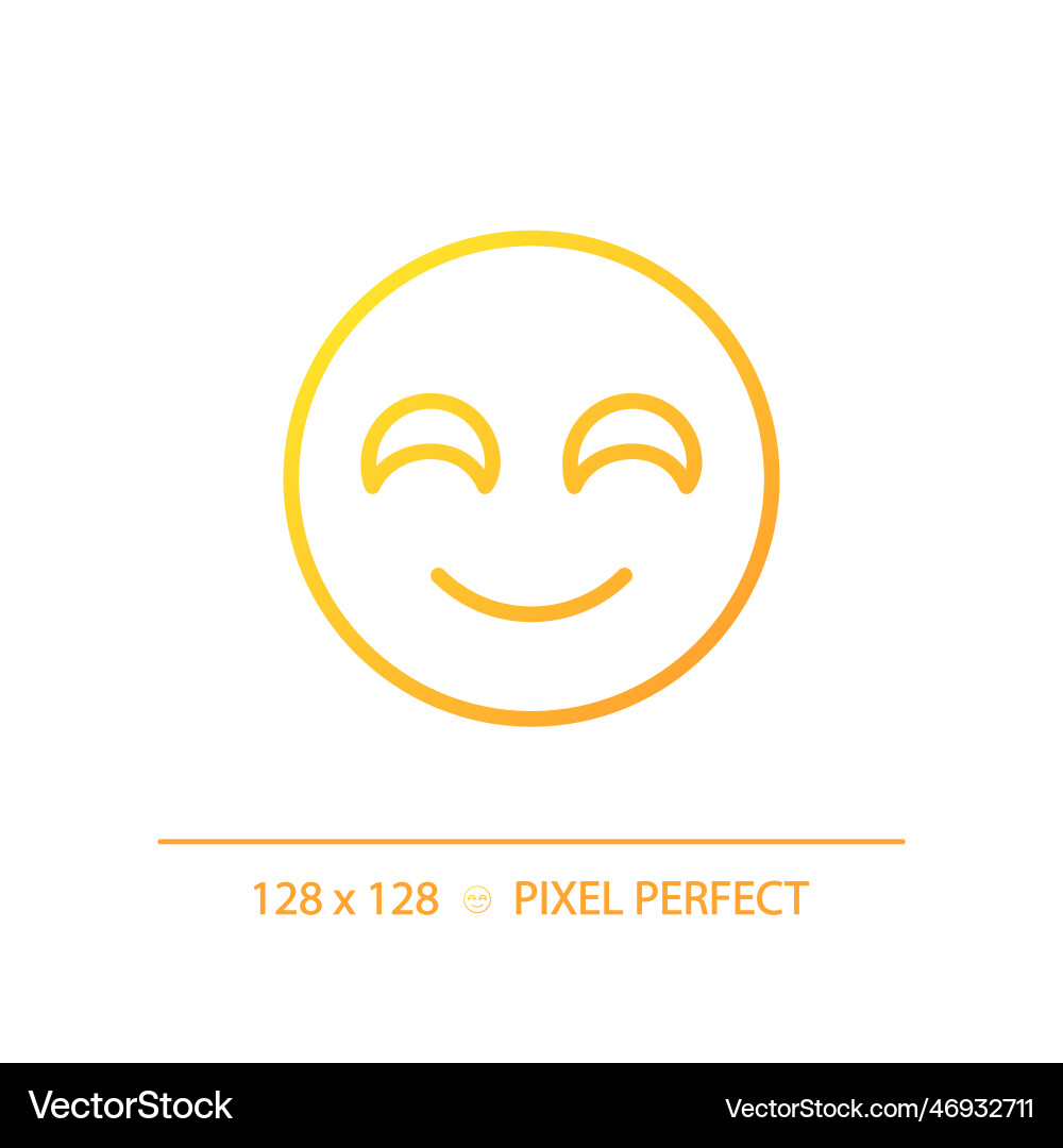 Smiling emoji pixel perfect gradient linear icon Smiling emoji pixel perfect gradient linear icon vector image