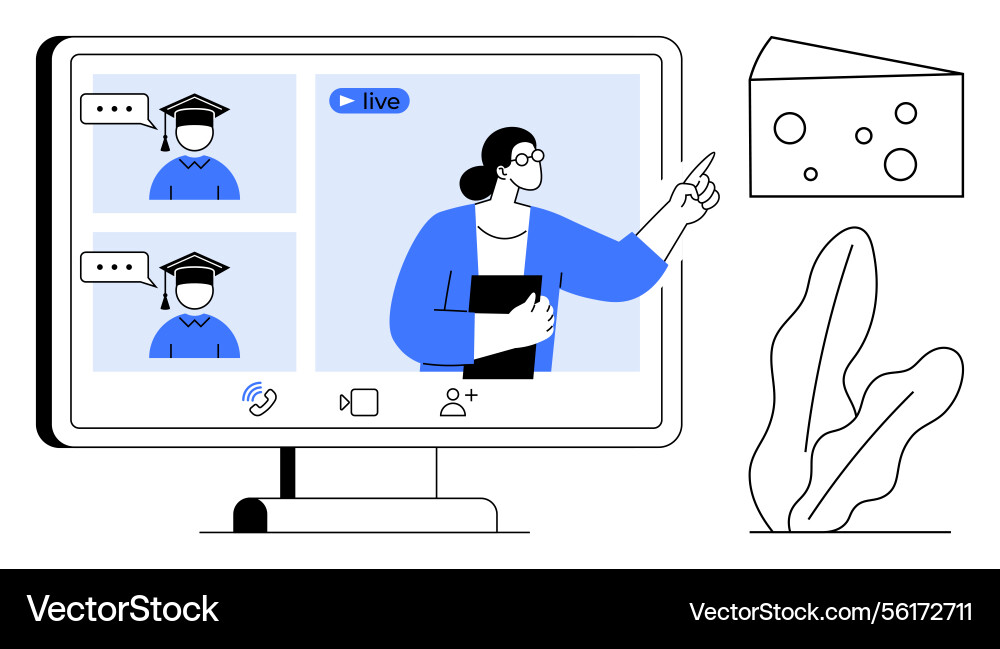 Virtual learning session with online instructor Virtual learning session with online instructor vector image