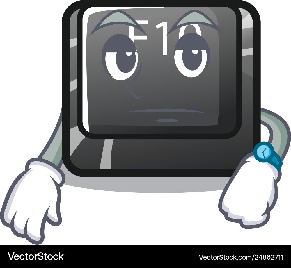 Waiting f10 button installed on cartoon computer vector image