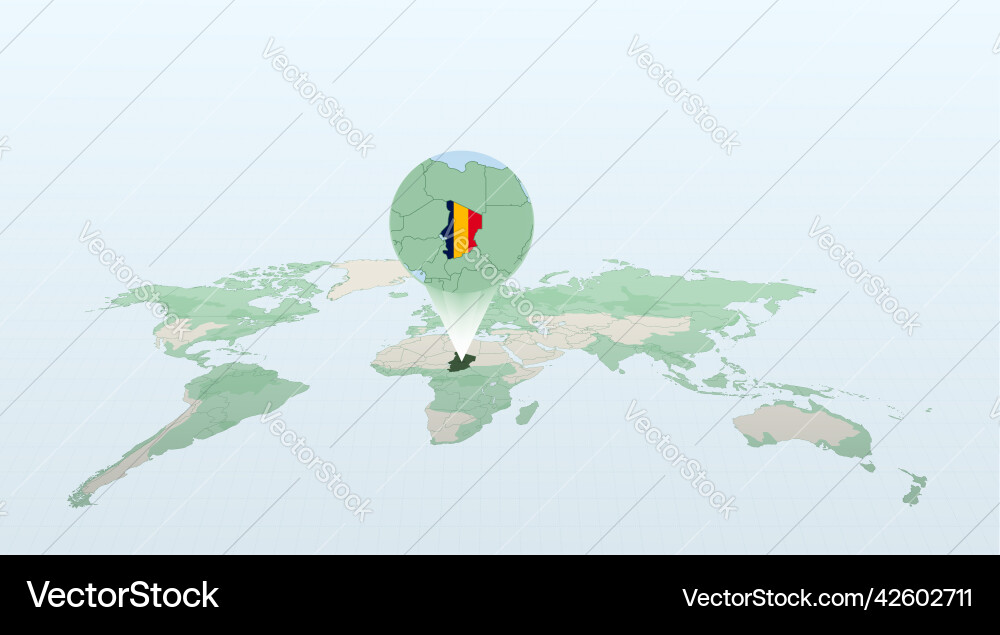 World map in perspective showing the location Vector Image