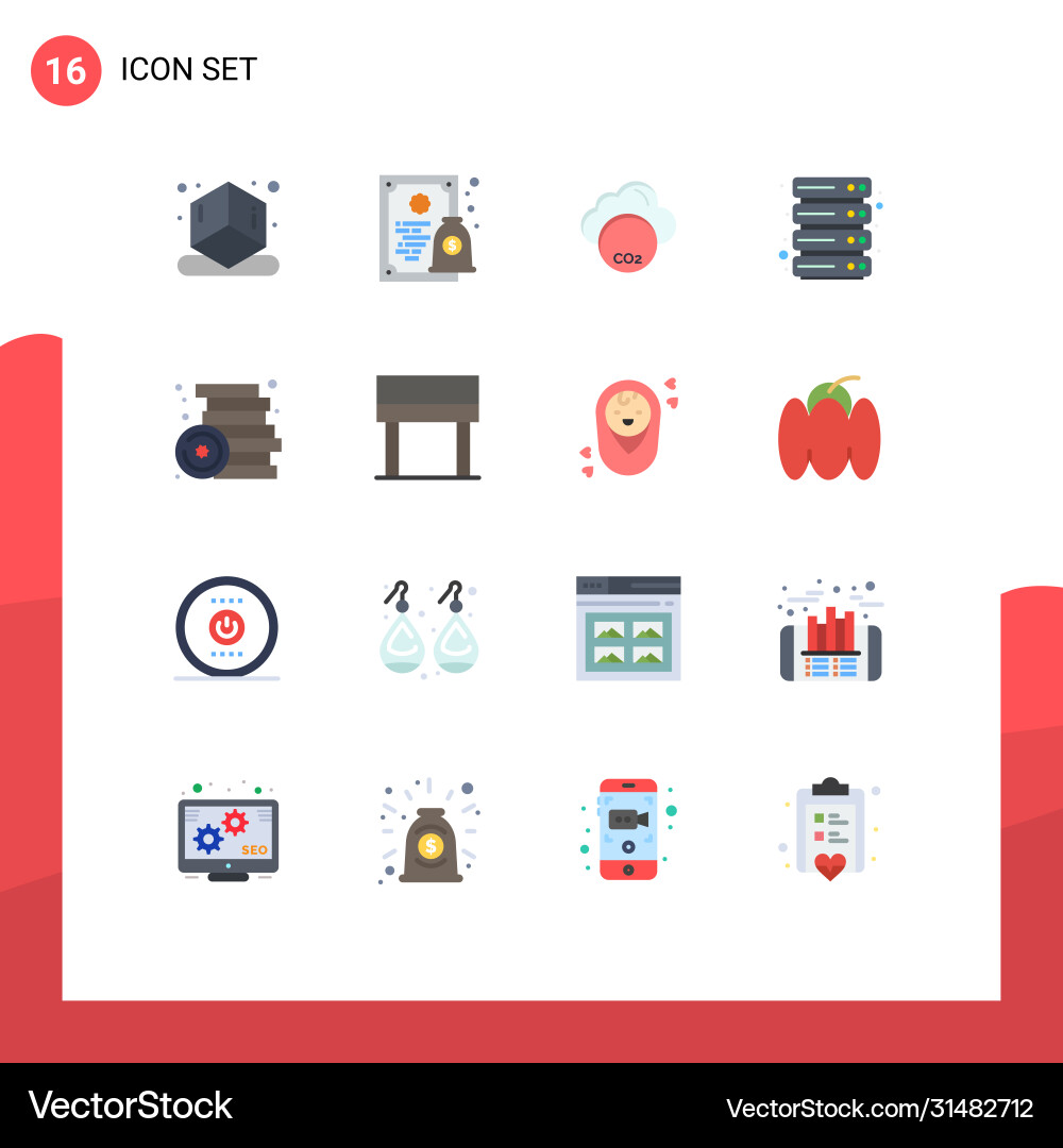16 universal flat colors set for web and mobile vector image