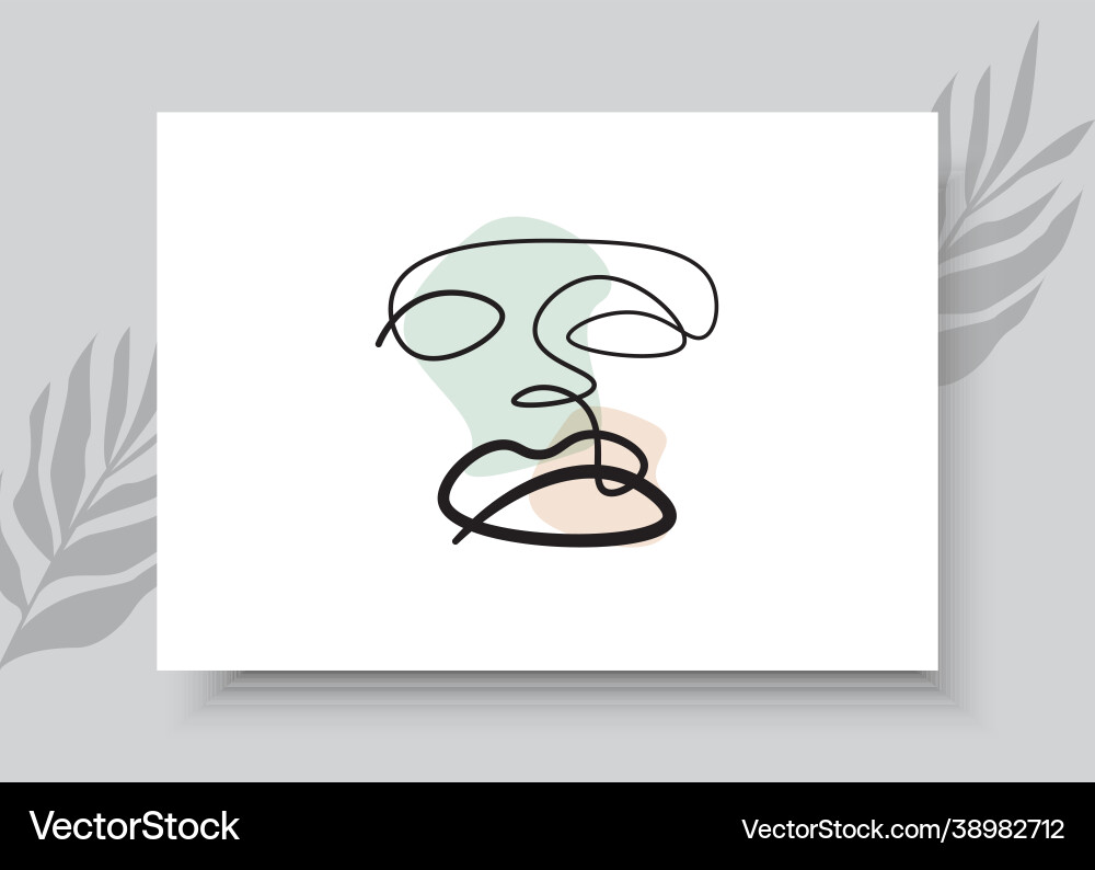 Abstract face continuous one line drawing style 04 Vector Image