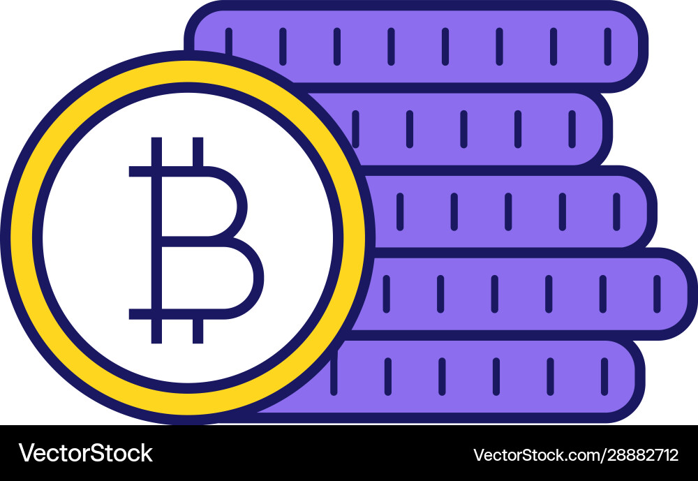Bitcoin coins stack color icon Bitcoin coins stack color icon vector image