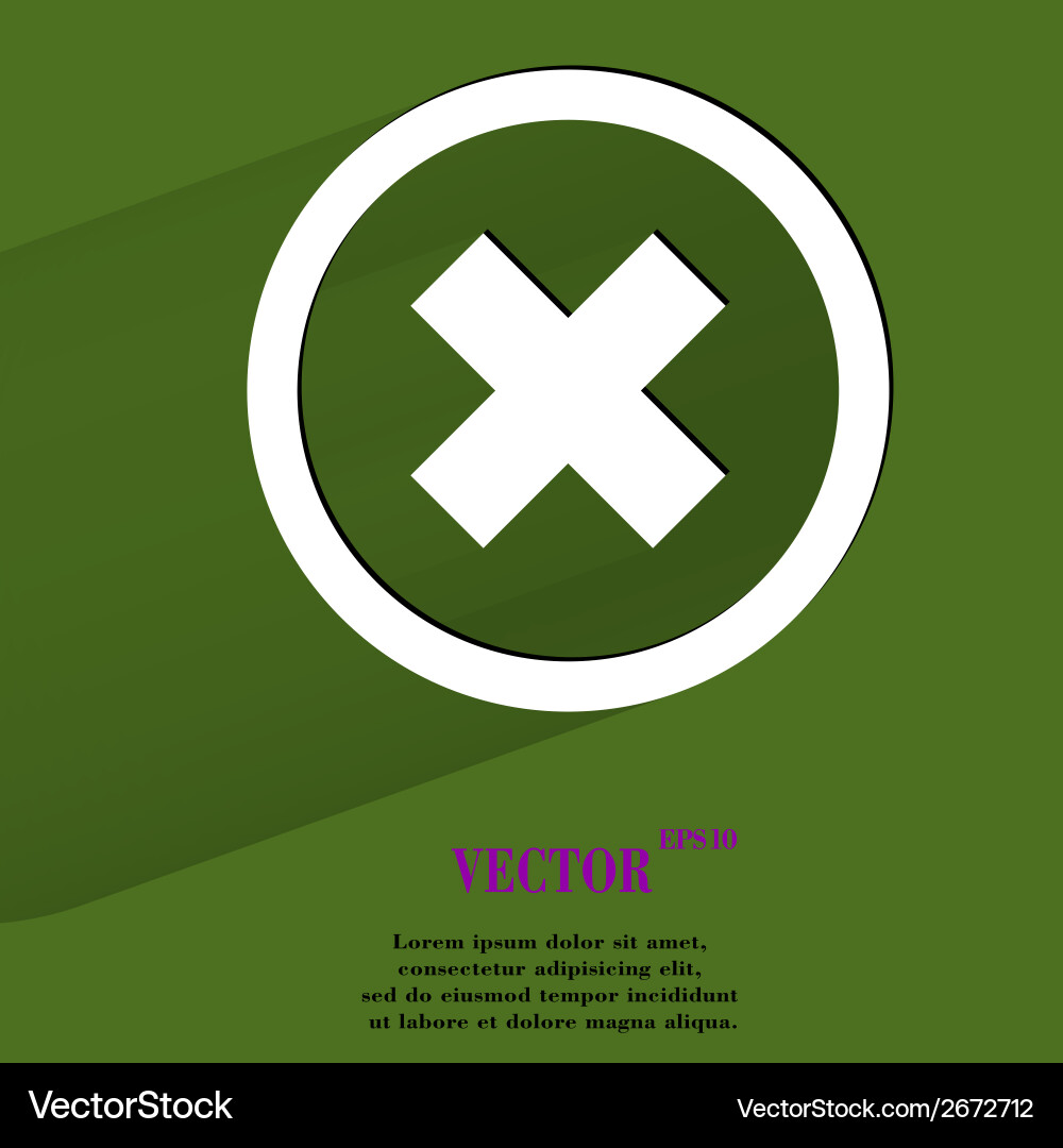 Cancel flat modern web button with long shadow vector image