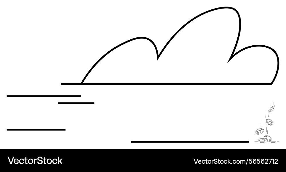 Cloud with horizontal lines indicating motion Cloud with horizontal lines indicating motion vector image