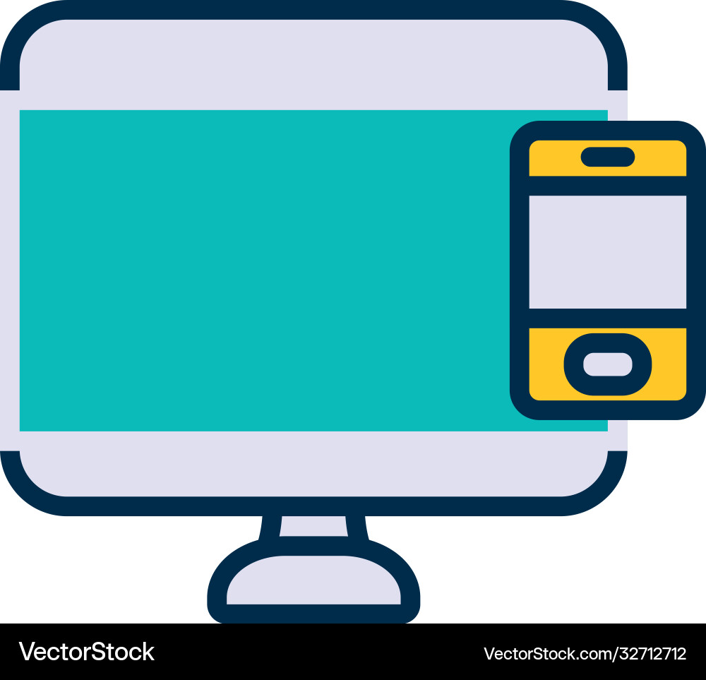 Computer and smartphone device icon line fill Computer and smartphone device icon line fill vector image