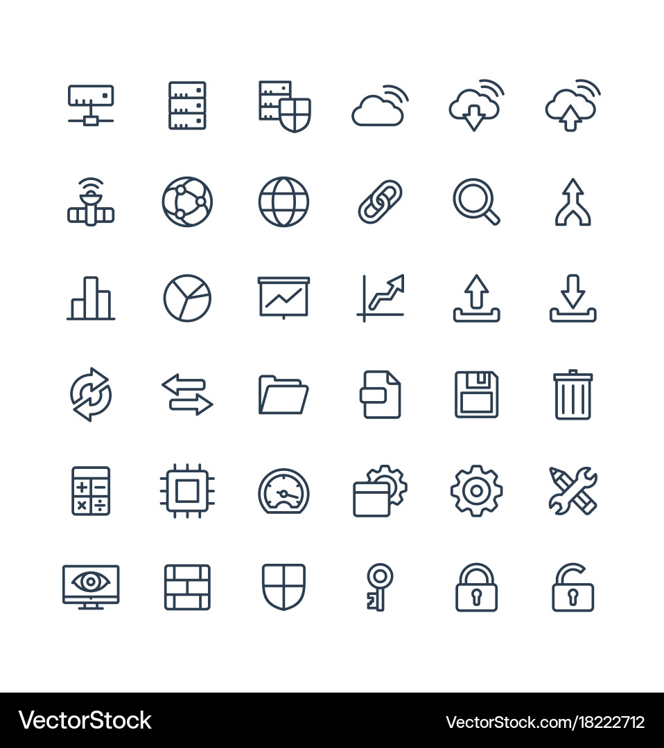 Data & Analytics Line Icons vector image