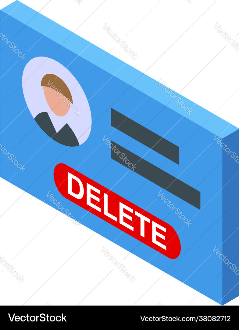 Delete user card icon isometric style Delete user card icon isometric style vector image