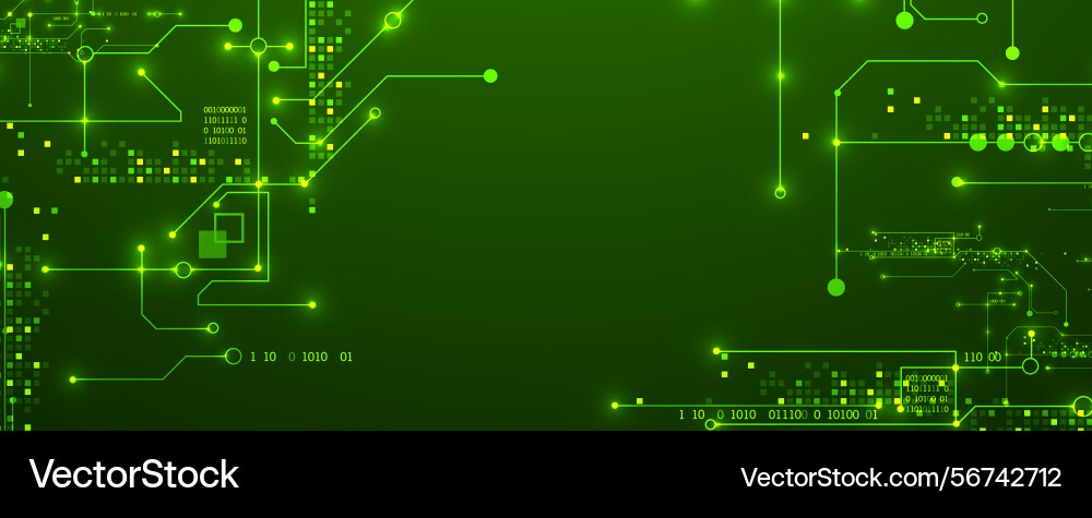 Digital circuit visualization background green Digital circuit visualization background green vector image