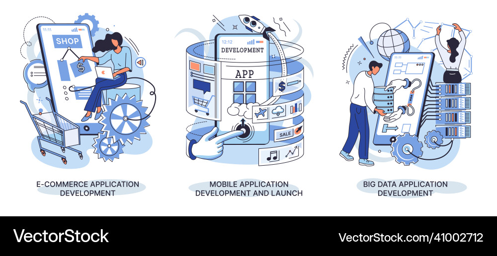 E-commerce application development mobile app E-commerce application development mobile app vector image