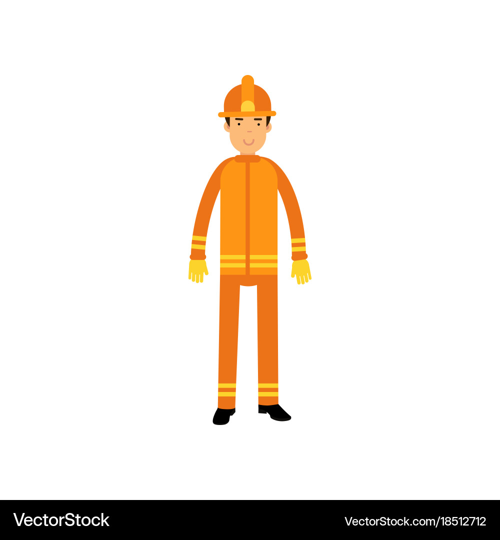 Flat fireman character in uniform and protective vector image