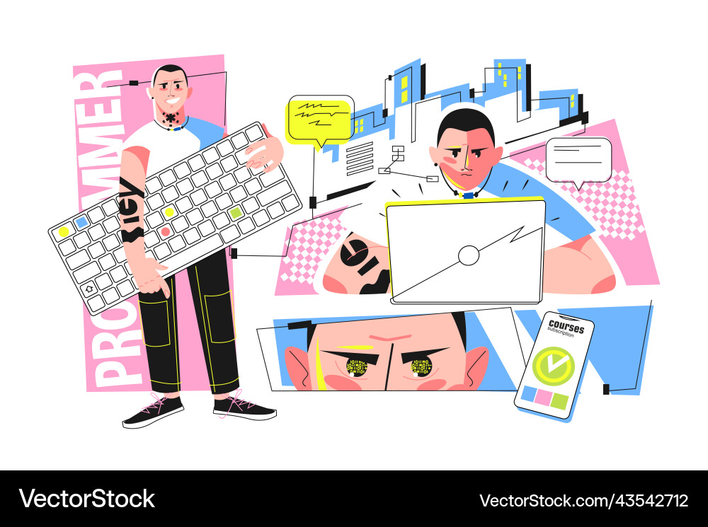 Focused Programmer Working on Project vector image