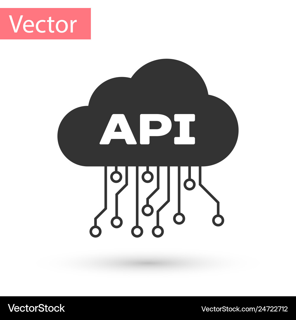 Grey cloud api interface icon isolated on white Grey cloud api interface icon isolated on white vector image