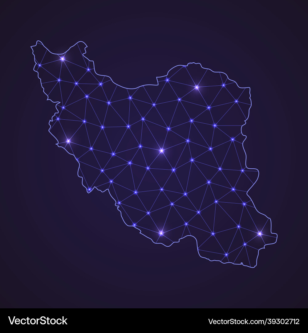 Iran Network Abstract Map Vector Image