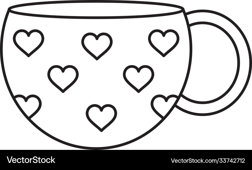 Kaffeebecher mit Herzen Design Linie Stil Kaffeebecher mit Herzen Design Linie Stil vektorbild