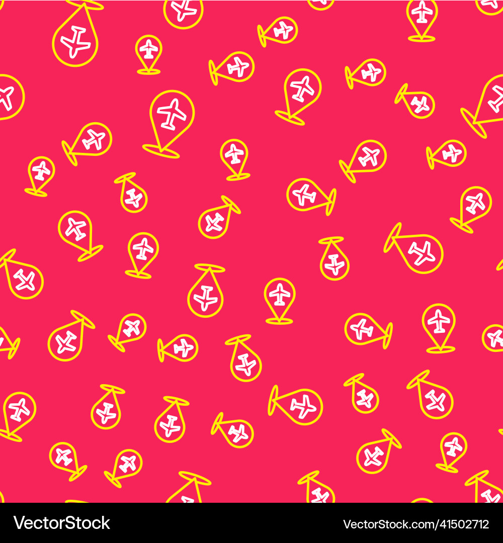Line plane icon isolated seamless pattern on red Line plane icon isolated seamless pattern on red Vector Image