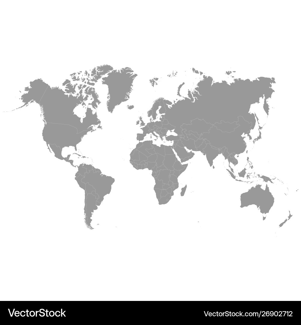 Modern World Map - Grey Vector Image