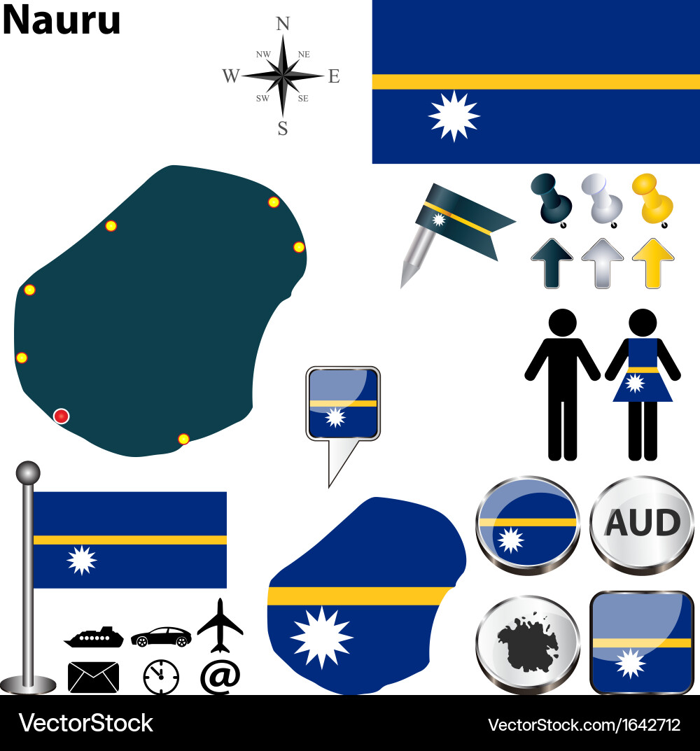 Nauru Country Map with Borders Vector Image