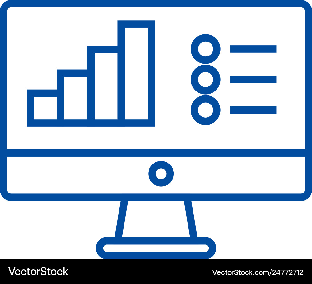 Online data analysis report line icon concept Vector Image