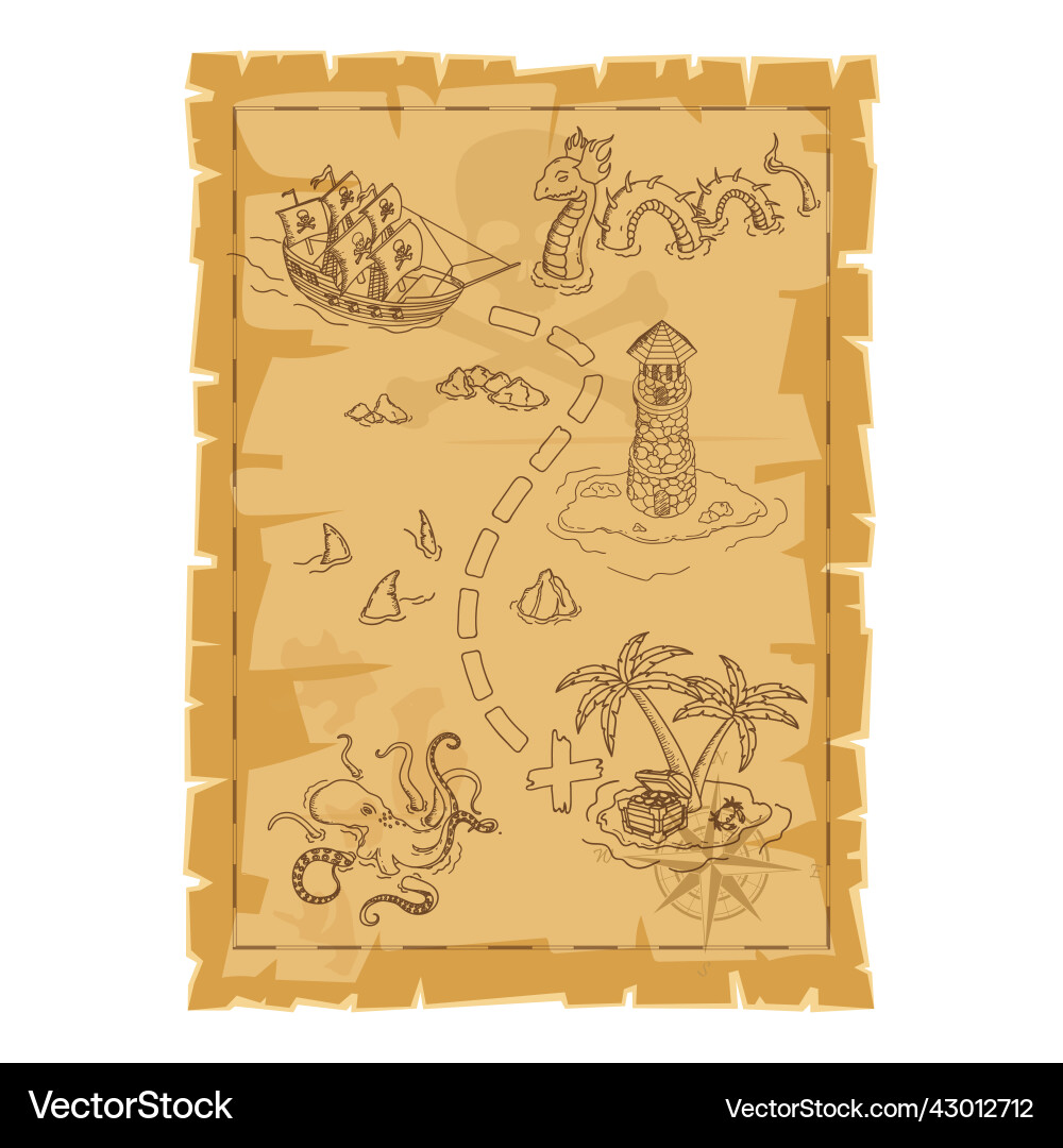Pirate Treasure Map Scroll vector image