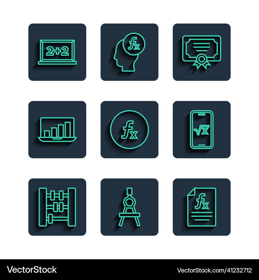 Set line abacus drawing compass function Set line abacus drawing compass function vector image