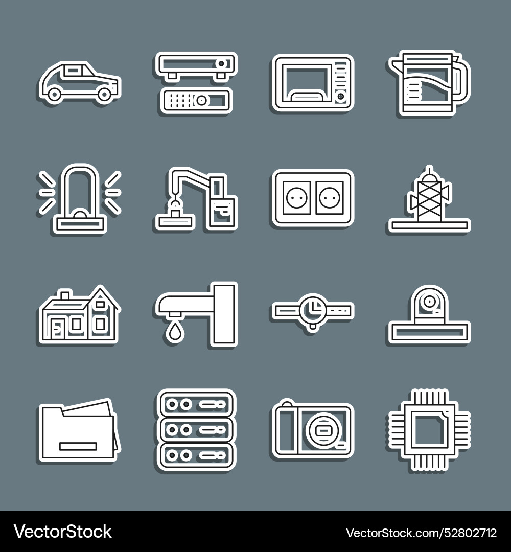 Set line processor with microcircuits cpu Set line processor with microcircuits cpu Vector Image