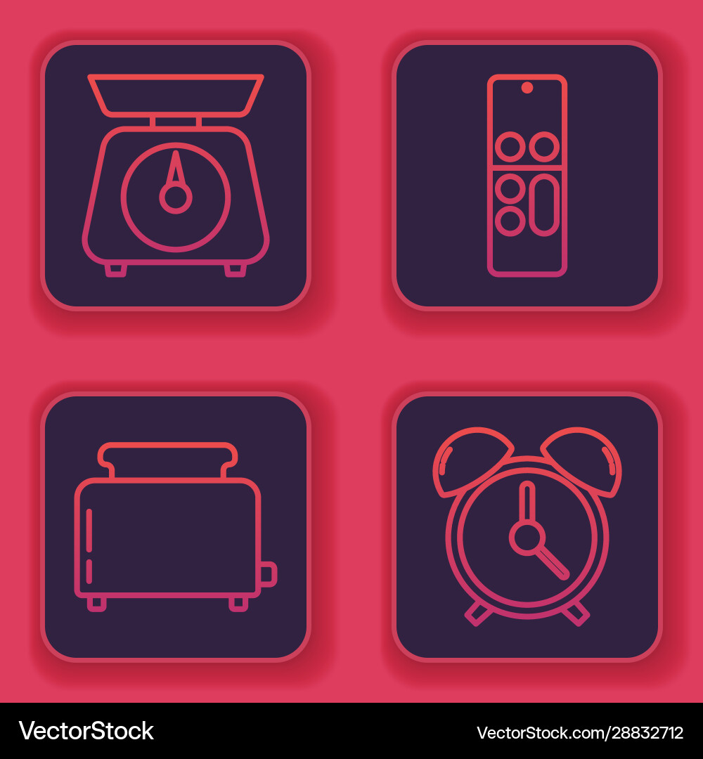 Set line scales toaster with toasts remote Set line scales toaster with toasts remote vector image