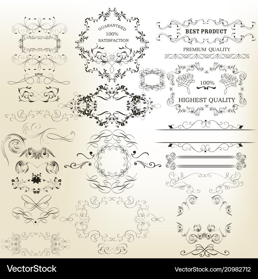 Set of calligraphic elements for design Set of calligraphic elements for design vector image