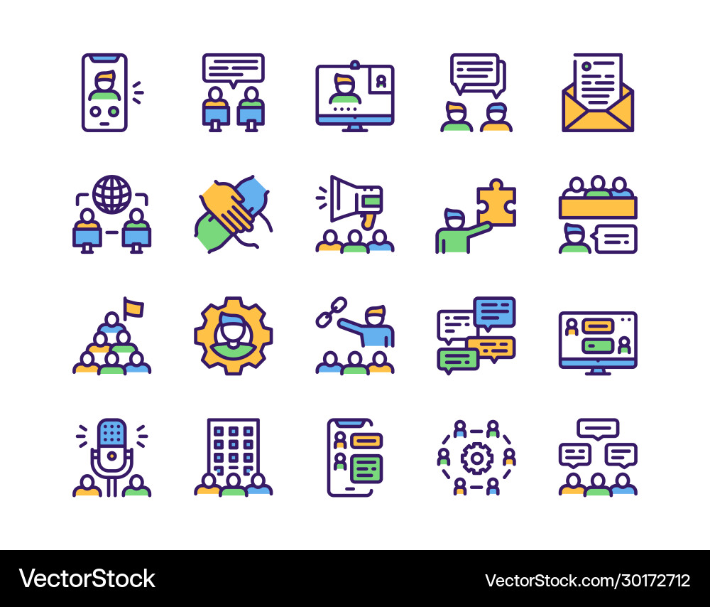 Set teamwork related linear icons Set teamwork related linear icons vector image