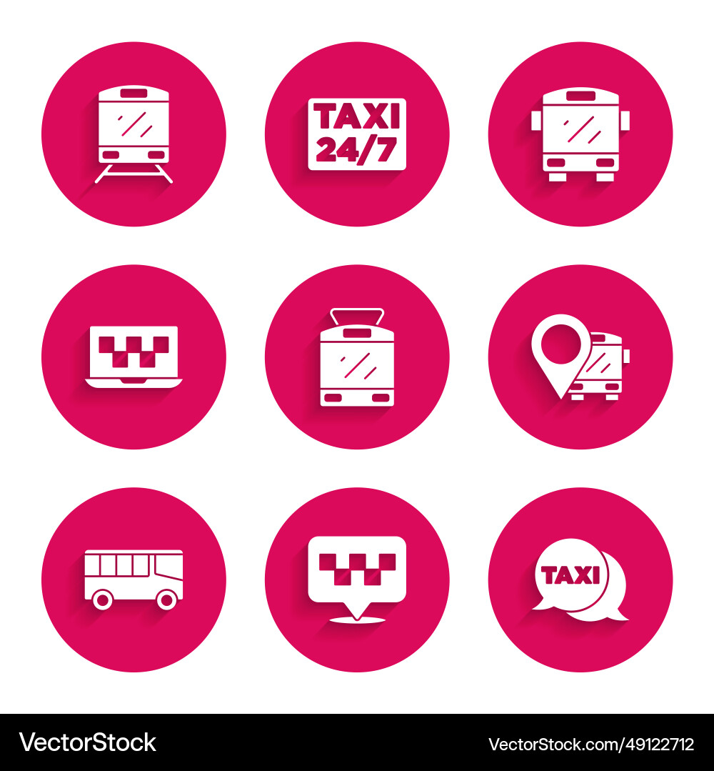 Set tram and railway location with taxi call Set tram and railway location with taxi call vector image