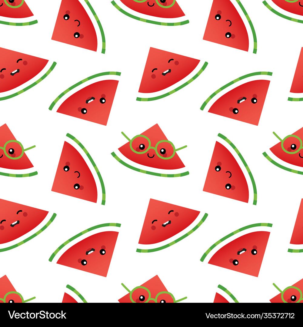 Watermelon slice characters seamless pattern Watermelon slice characters seamless pattern vector image