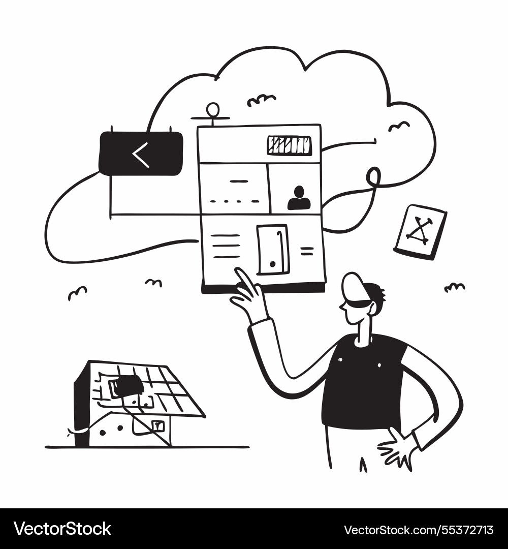 Architect with ai design software concept vector image