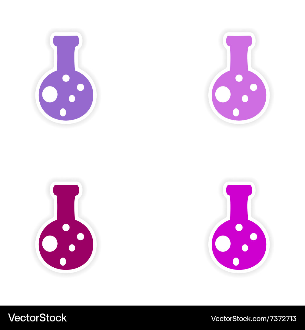 Assembly realistic sticker design on paper flask Vector Image