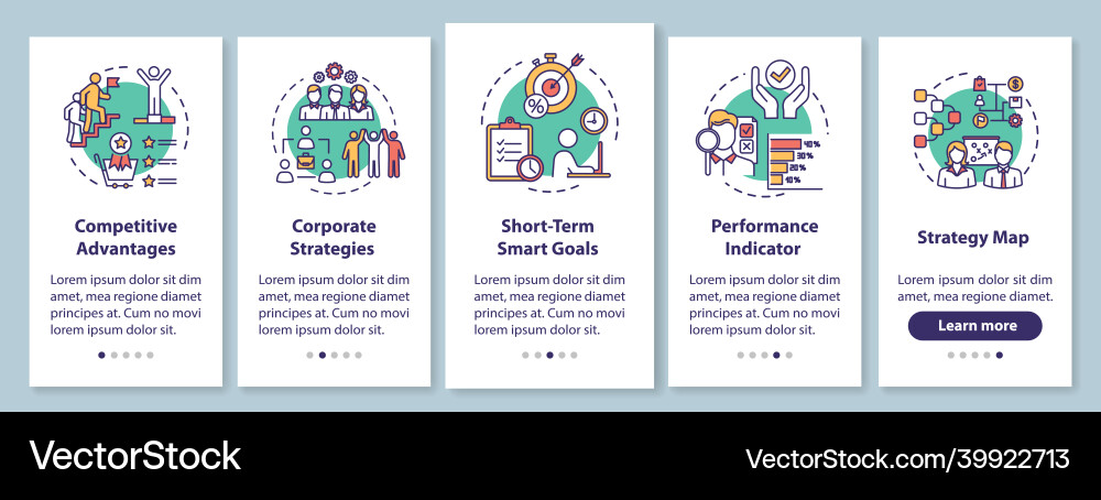Building company onboarding mobile app page Building company onboarding mobile app page Vector Image