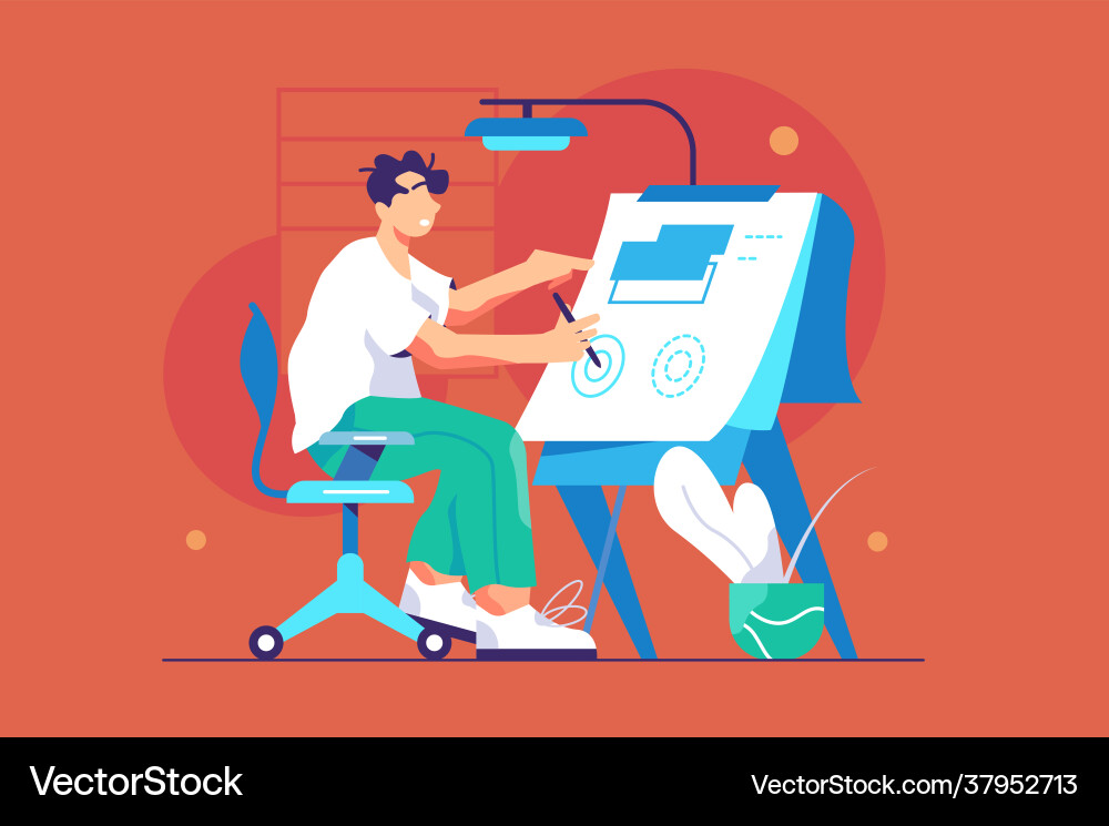 Civil engineer working on new project Royalty Free Vector
